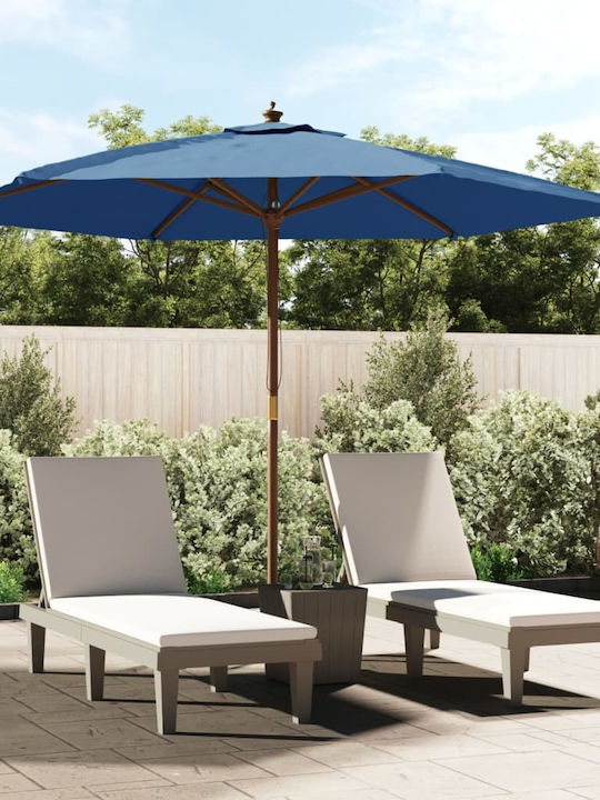 Garten & Terrassen Sonnenschirm Bodenständer Rund Holz Blau 2.99x2.4m 363174