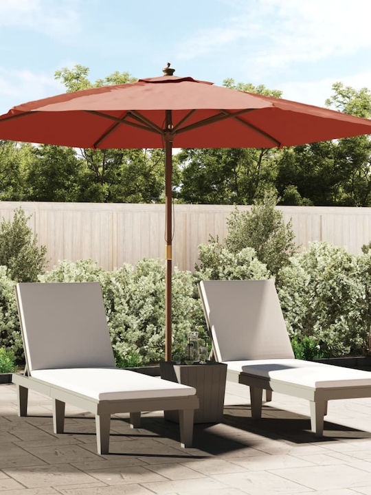 Circular Wooden Brown Garden & Terrace Parasol ...