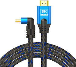 Savio CL-175 HDMI 2.1 Angle (90°) / Braided HDMI male - HDMI male 5m Μαύρο
