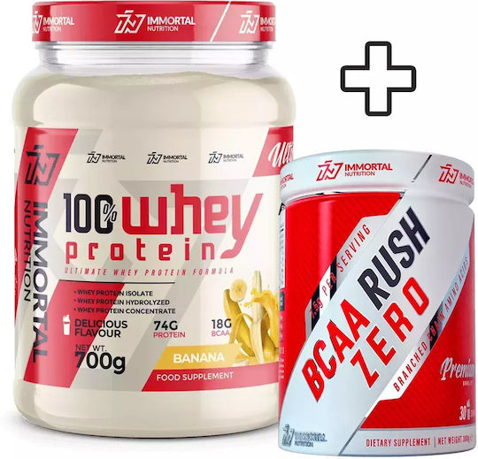 Immortal Nutrition 100% Whey Protein 700gr Banana & BCAA Rush Zero 300gr Strawberry