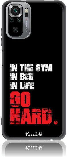 Gym Addicted Back Cover Tempered Glass / Silicone / Plastic Black (Redmi Note 10 / 10s / Poco M5s)