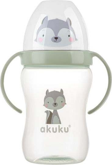 Akuku Raccoon Educational Sippy Cup Plastic with Handles Green for 6m+m+ 240ml