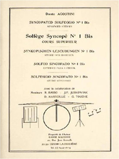 Dante Agostini Agostini Dante Solfege Syncope No.1 Bis Метод за обучение за Барабани