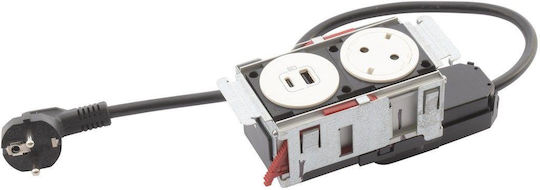 Legrand Μονή Χωνευτή Πρίζα Ρεύματος με 2 Θύρες USB Λευκή