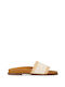 Leder Damen Flache Sandalen in Beige Farbe