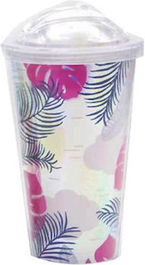 Tpster Wasserbrille Kunststoff Weiß mit Strohhalm 450ml