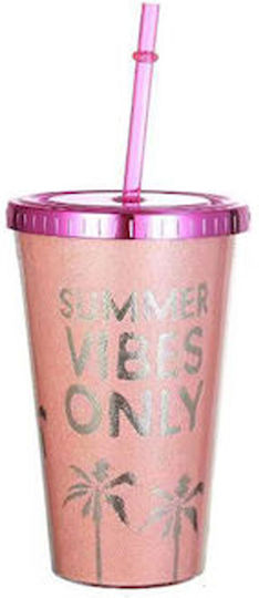 Tpster Wasserbrille Kunststoff Rosa mit Strohhalm 450ml