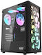 Darkflash DK180 Gaming Midi Tower Κουτί Υπολογιστή με Πλαϊνό Παράθυρο και RGB Φωτισμό Μαύρο