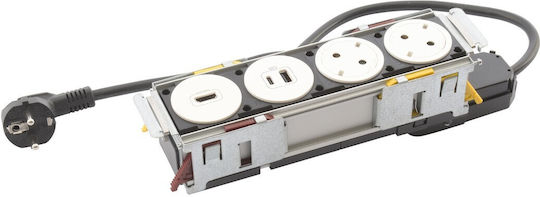 Legrand Διπλή Επιδαπέδια Πρίζα Ρεύματος με 2 Θύρες USB Λευκή