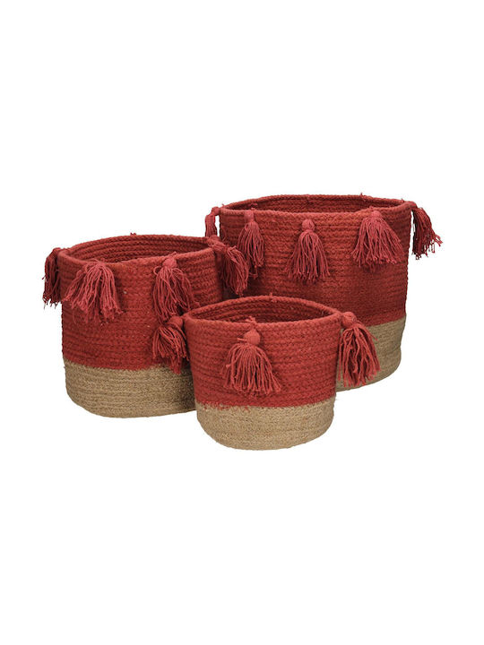 ArteLibre Set Decorative Baskets Fabric Pink 25x25x25cm 3 Pieces