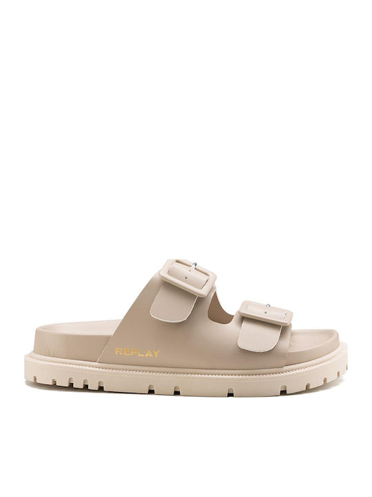 Hola Block Women's Flat Sandals in Beige Color