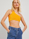 Jack & Jones Women's Summer Crop Top Cotton with One Shoulder Orange