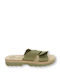 Fantasy Sandals Leather Women's Flat Sandals Anatomic Flatforms in Khaki Color