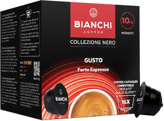 Bianchi Coffee Kapseln Espresso Forte Kompatibel mit Maschine Dolce Gusto 16Mützen