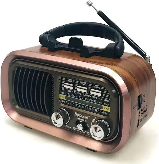 Golon RX-BT618S Retro Tragbares Radio mit Bluetooth und USB Gold