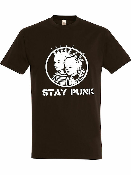 Tricou unisex "Stay Punk", Ciocolata