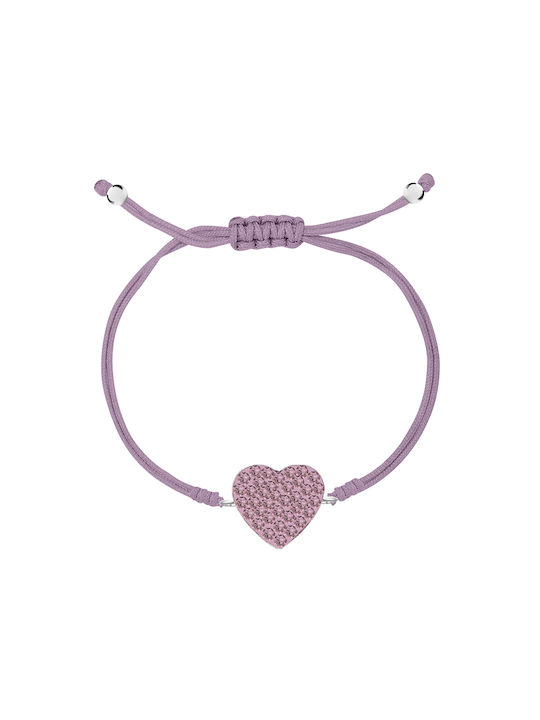 Bellita Kinder-Makrame-Armband Lila Herz aus Silber 925