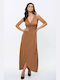 Women's dress in bronze, slightly metallic (code DRE145)