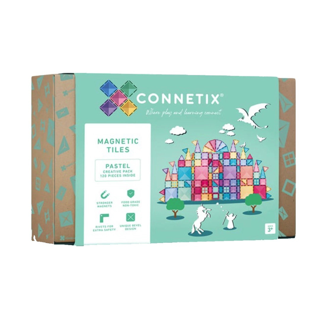 知育玩具 CONNETIX MAGNETIC TILES Connetix Magnetic Tiles Rainbow (30 Piece)