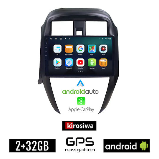 Kirosiwa Car Audio System for Nissan Sunny / Almera 2015-2016 (Bluetooth/USB/AUX/WiFi/GPS/Apple-Carplay/Android-Auto) with Touch Screen 10"