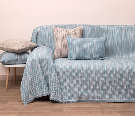 Anna Riska 1570 Sesselüberwurf Zwei Seiten Jacquard 180x180cm Lake Blau