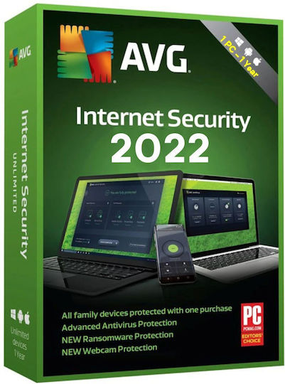 AVG Internet Security 2022 for 1 Device and 1 Year of Use (Electronic License)