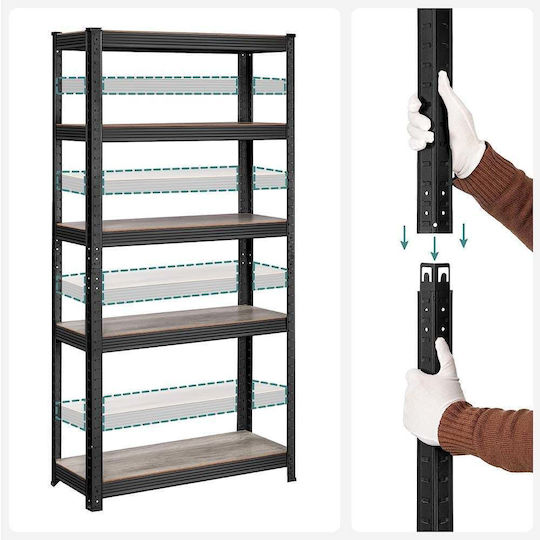 Songmics Ραφιέρα Dexion 75x30x150εκ. με 5 Ράφια Συνολικής Αντοχής 650kg