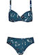 31145 Set Bikini Floral Albastru Marin