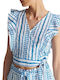 Ale - The Non Usual Casual Women's Summer Crop Top Sleeveless with V Neckline Striped White