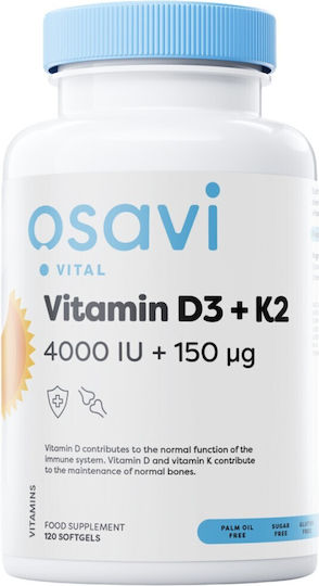 Osavi Vitamin D3 4000iu + K2 150μg Vitamin for Immune System Boost & Bone Health 4000iu 120 softgels