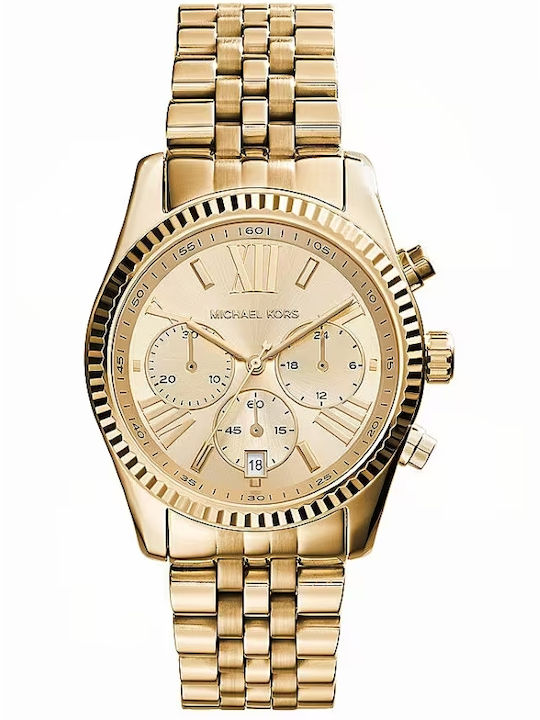 Michael Kors Lexington Women's Watch Chronograph with Gold Metal Bracelet