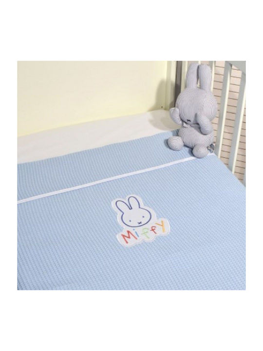 Baby Oliver Κουβέρτα Αγκαλιάς & Λίκνου Miffy Πικέ Γαλάζια 80x100εκ.