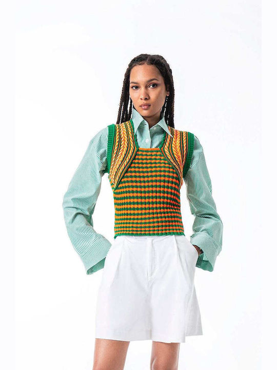 Mamoush Top tricotat fără mâneci Orange/verde 106844