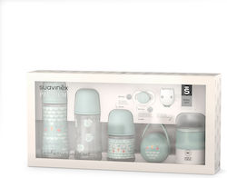 Suavinex Set aus Plastikflaschen Welcome Baby Set Gegen Koliken mit Silikonsauger für 0+, 0+ m, Monate Bonhomia Green 360ml 7Stück