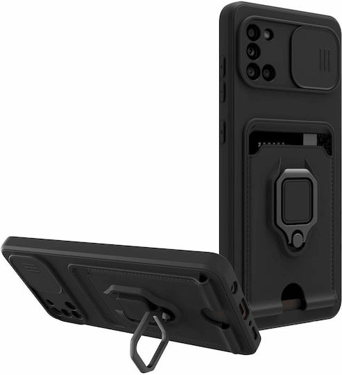 Bodycell Multifunction Back Cover Μεταλλικό με Λουράκι Μαύρο (Galaxy A31)