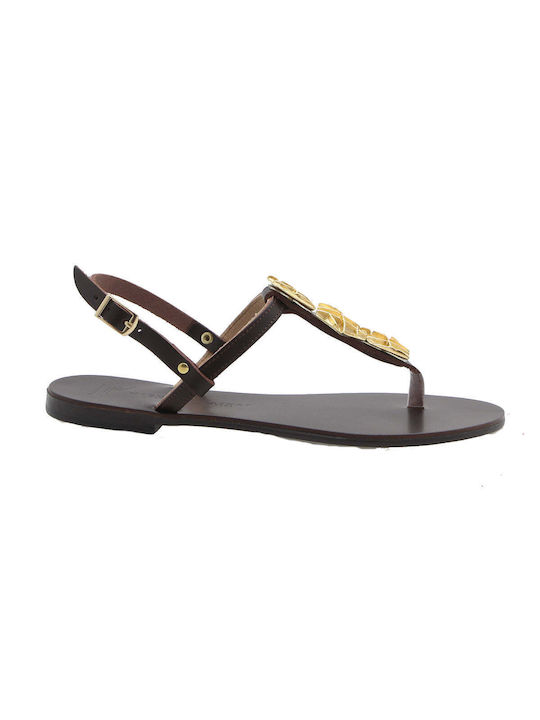 FLAT SANDALS 357 BROWN LEATHER - BROWN