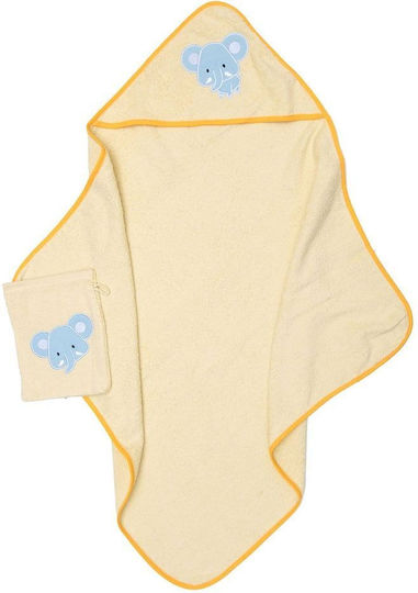 Viopros Baby Bademantel & Kapuzenhandtuch Set Gelb 60x60cm