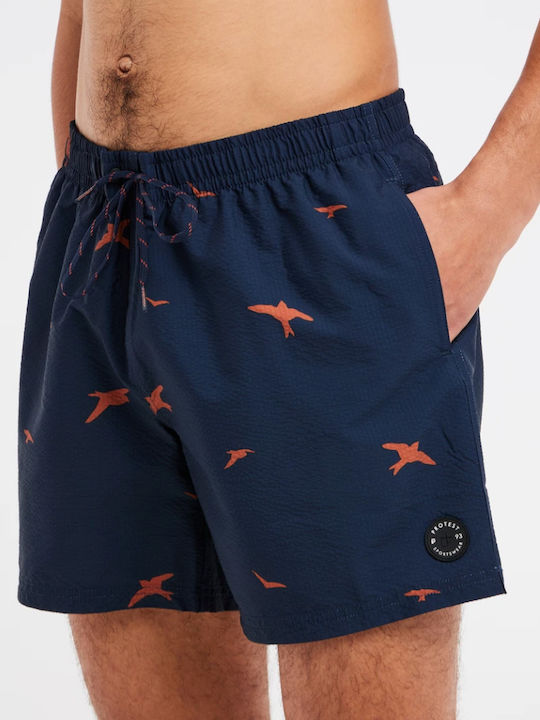 Protest Men's Swimwear Printed Shorts Navy Blue