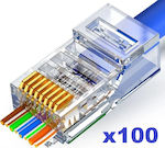 Conector Sinet RJ-45 CAT6 EZ de sex masculin x100 (30m placat cu aur)