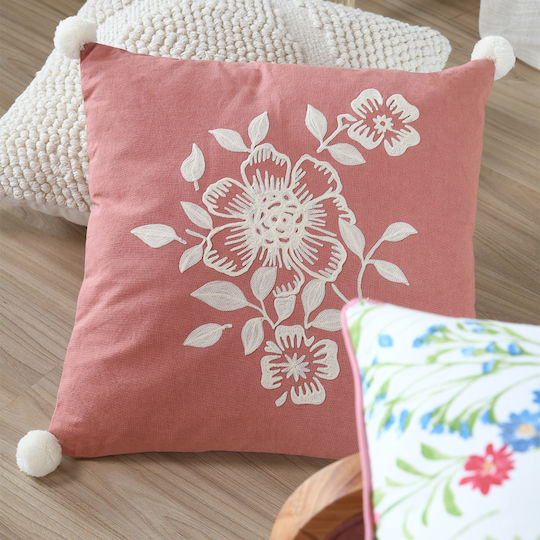 Zierkissen Sofa-Kissen S-F Magnolia aus 100% Baumwolle Rosa 45x45cm