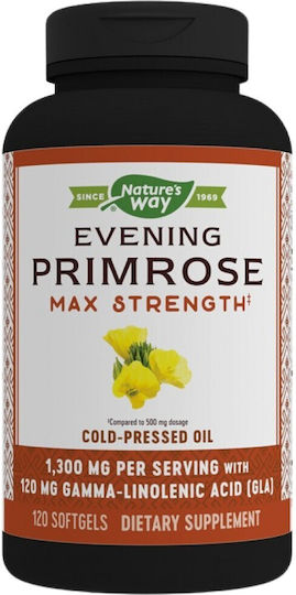 Nature's Way Evening Primrose Max Strength 1300mg Специална Хранителна Добавка за Менопауза 120 Меки Капсули