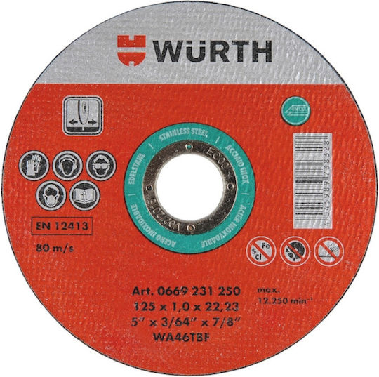 Wurth Wa46tbf 8962 K Cutting Disc Metal Hole Diameter 115mm 1pcs
