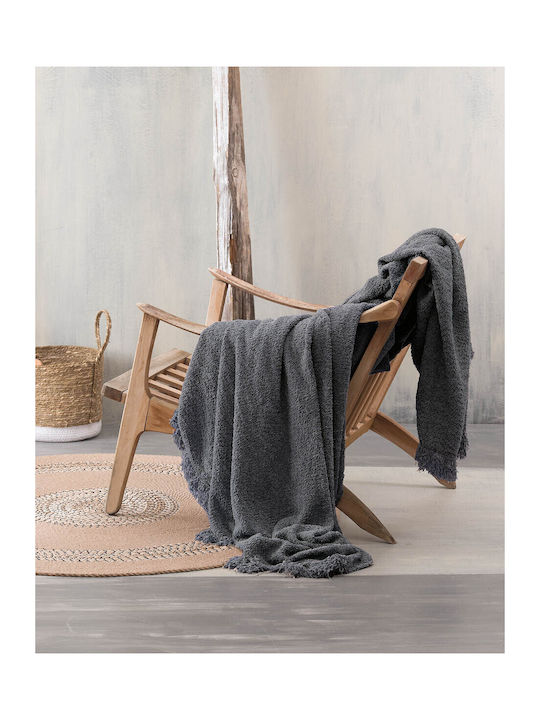 Rythmos Beckett Ριχτάρι Τριθέσιου Καναπέ Chenille 180x280εκ. Dark Gray