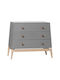 Luna Baby Kommode mit 3 Schubladen Gray 103x52x86cm