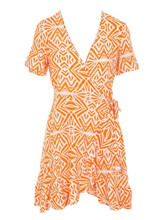 Only Καλοκαιρινό Mini Φόρεμα Κρουαζέ Orange Peel