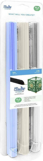 3Doodler Gemischtes PLA 3D Drucker Filament 3.0mm Fluoreszierendes Blau / Transparent / Weiß 0,002kg 75τμχ (Nachfüllen)