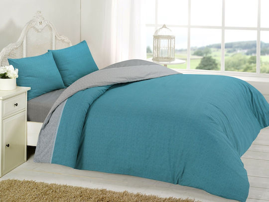 Anna Riska Duvet Cover Set Cotton Semi-double with Pillowcase 180x240 5010 Petrol Blue