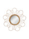 Decorative Wall Mirror with Beige Wooden Frame Diameter 38cm 1pcs