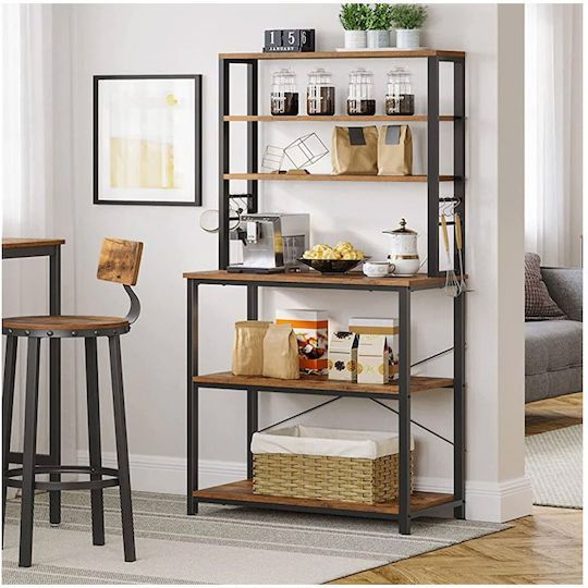 Vasagle Metallic Kitchen Rack 6 Tiers Brown 80x40x167cm