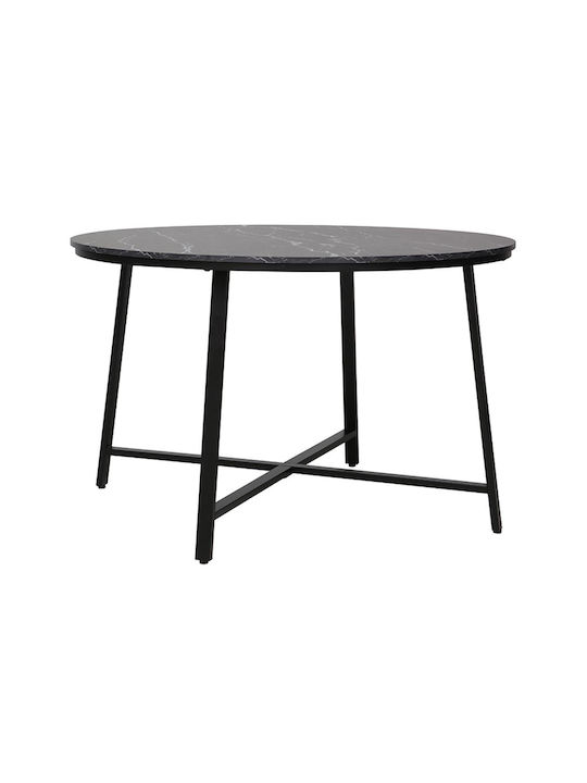 Gianno Table Dining Room Wooden with Metal Frame Black 120x120x76cm